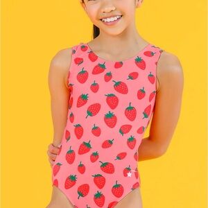 Destira Strawberry Print Pink Leotard Sz CL